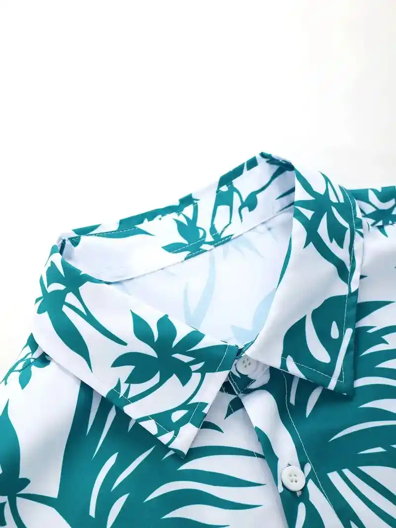 Tropical Leaf Print Hawaiian Shirt & Short